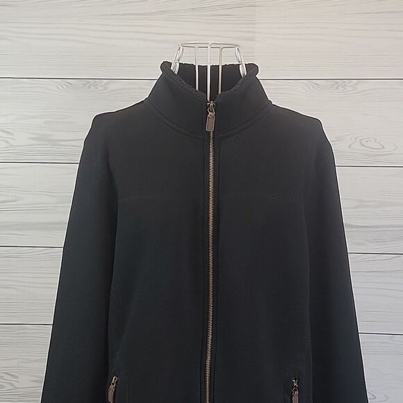Karen Scott black sherpa fleece black zip front jacket Size M - Picture 7 of 10